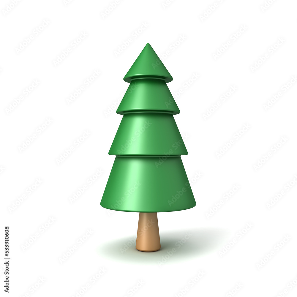 Poster minimal christmas tree isolated on white background with shadow 3d rendering