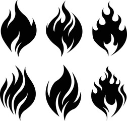 Fire flames, set vector icons. Fire sign. Fire flame icon isolated on white background. Vector illustration