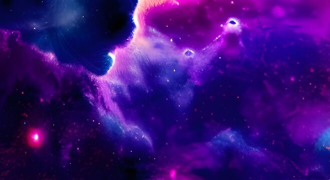 Abstract Unique Young Woman Standing in the Middle of a Galaxy Crack