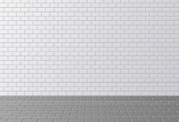 White ceramic tile, clean subway or street wall surface background. Vector illustration.