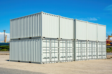 Fototapeta na wymiar White containers in the port area.