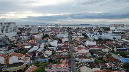 Georgetown, Penang Malaysia - May 14, 2022: The Amazing Scenery of around Armenian Street and...