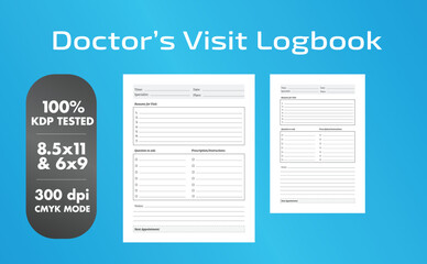 This is a Doctor's Visit Logbook with the 2 most popular sizes 8.5x11 and 6x9. Fully ready to print.
