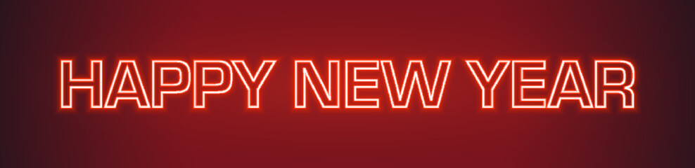 Happy New Year 2023, red neon style design on color background 