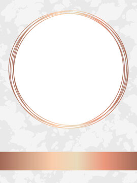Rose Gold frame with ribbon on marble background