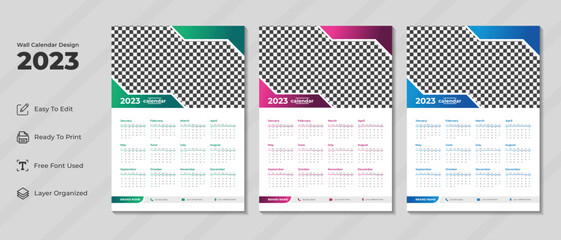 2023 calendar planner set for template corporate design week start on Sunday.