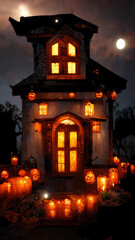Fototapeta na wymiar The spooky Halloween house 