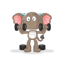 elephant weight training illustration. character vector
