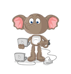 elephant with laptop mascot. cartoon vector