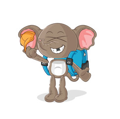 elephant goes to school vector. cartoon character