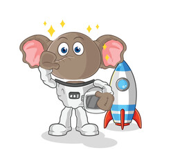 elephant astronaut waving character. cartoon mascot vector