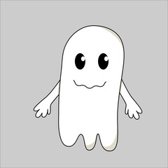 Vector illustration of cute ghost in flat style. Cartoon illustration for Halloween.