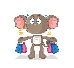 elephant shoping mascot. cartoon vector