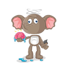 elephant no brain vector. cartoon character
