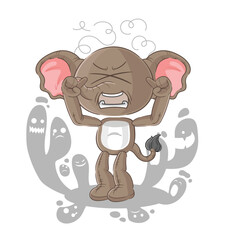 depressed elephant character. cartoon vector