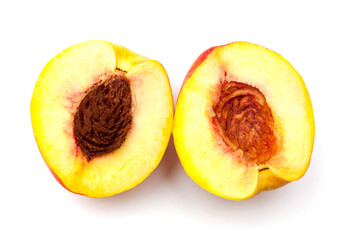 Two halves cutted juicy peach