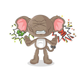 elephant anime angry vector. cartoon character