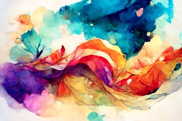 Abstract watercolor background. Colorful watercolor painting with brush and paper texture