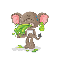 elephant throw up cartoon. cartoon mascot vector
