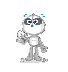 sloth cry with a tissue. cartoon mascot vector