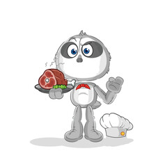 sloth chef with meat mascot. cartoon vector