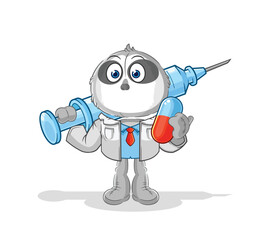 sloth doctor holding medichine and injection