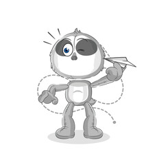 sloth with paper plane character. cartoon mascot vector