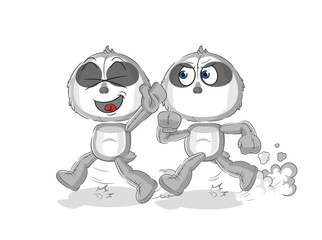 sloth play chase cartoon. cartoon mascot vector