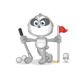 sloth playing golf vector. cartoon character