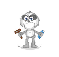 sloth shave facial hair vector. cartoon character
