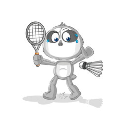 sloth playing badminton illustration. character vector