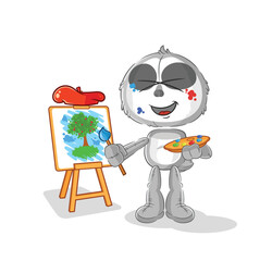 Fototapeta premium sloth artist mascot. cartoon vector