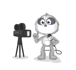 sloth tv reporter cartoon. cartoon mascot vector