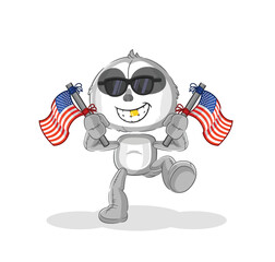 sloth american youth cartoon mascot vector