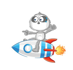 sloth ride a rocket cartoon mascot vector
