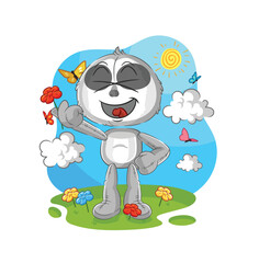 sloth pick flowers in spring. character vector