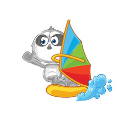 sloth windsurfing character. mascot vector