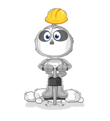 sloth drill the ground cartoon character vector