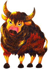 taurus zodiac astrology horoscope symbol sign logo icon design in earth element color art background watercolor painting cartoon drawing illustration fortune