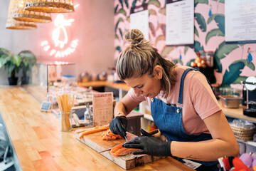 Woman Working in Restaurant
