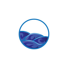 Obraz premium Circle ocean wave logo template vector