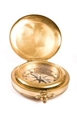 antique brass compass isolated