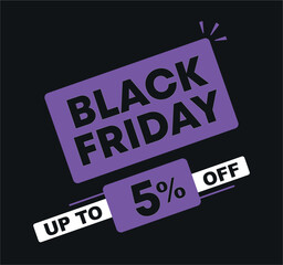 Obraz premium 5% off. Vector illustration Black Friday. Promo, offer, sale for retail, store