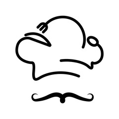 Menu logo. Chef hat and cuisine, cooking symbol vector illustration.