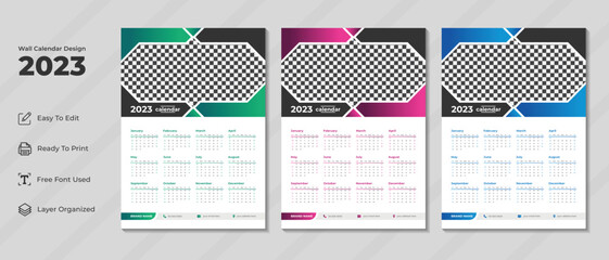 2023 calendar planner set for template corporate design week start on Sunday.