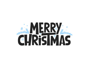 Merry Christmas lettering, vector holiday greeting quote. Hand drawn Christmas typography print for flyer, poster, greeting card, banner.