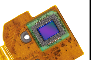 Closeup photosensitive sensor on a flexible printed circuit board