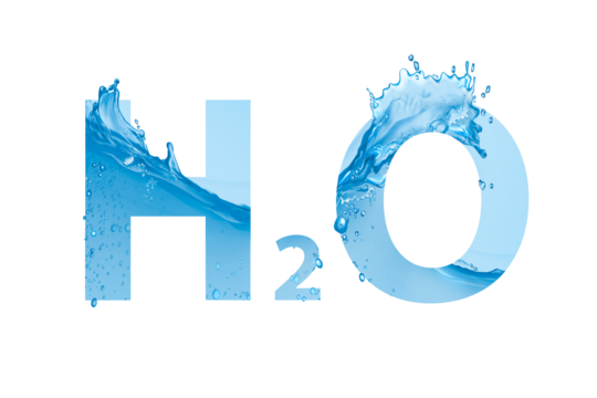 Chemical formula of water with splashes