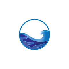 Circle ocean wave logo concept vector