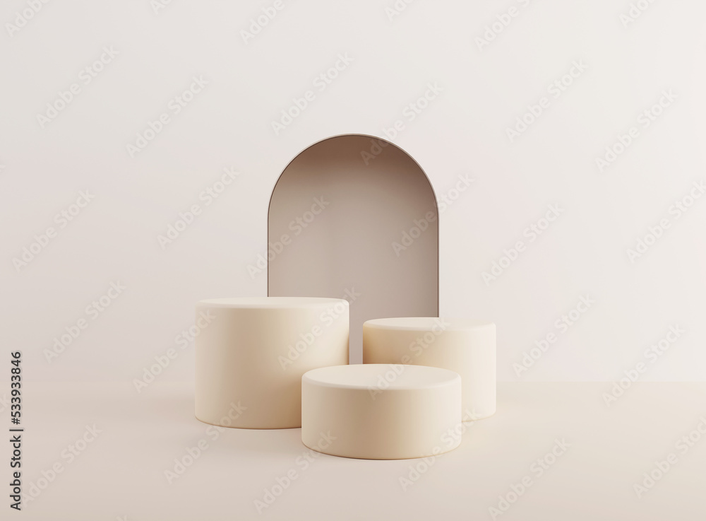 Poster empty cylinder podium on minimal background. abstract minimal scene with geometrical forms. design f